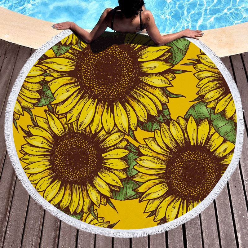 Sunflower Round Beach Towel 6 Sunflowers Round Beach Towel 5