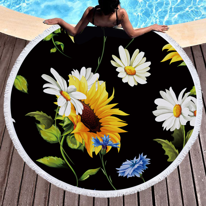 Sunflower Round Beach Towel 7 Sunflowers Round Beach Towel 6