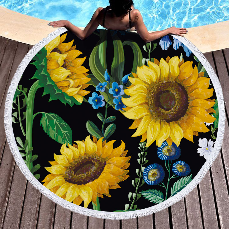 Sunflower Round Beach Towel 9 Sunflowers Round Beach Towel 8