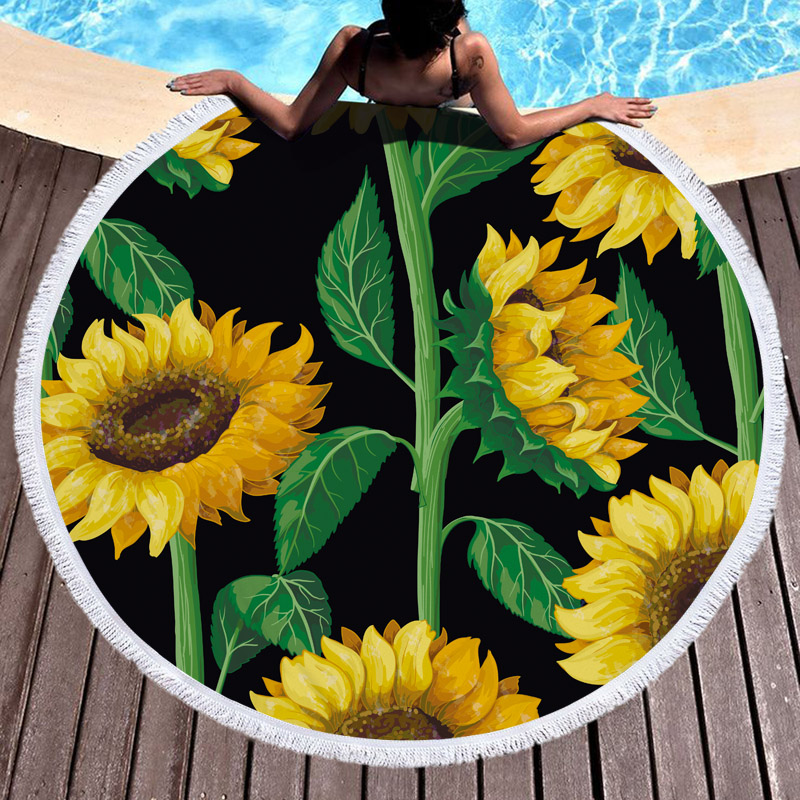 Sunflower Round Beach Towel 10 Sunflowers Round Beach Towel 9