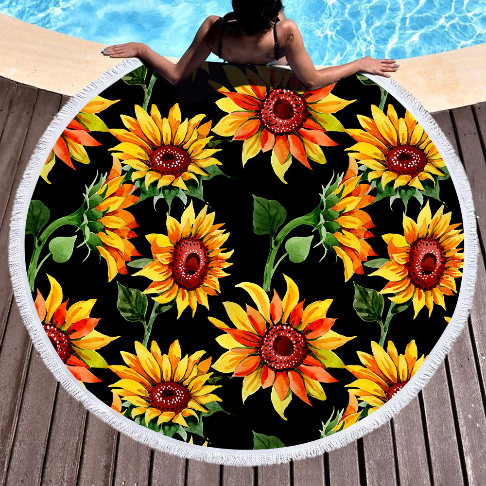 Sunflower Round Beach Towel 27 Sunflowers Round Beach Towels 2