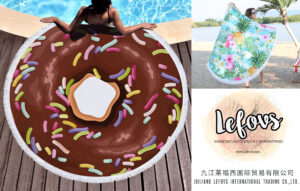 Sweet Macaron Donut Printed Round Beach Towel