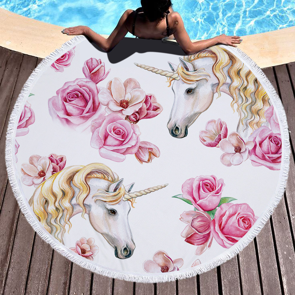 Unicorn Round Beach Towel 12 Unicorn Round Beach Towel 11