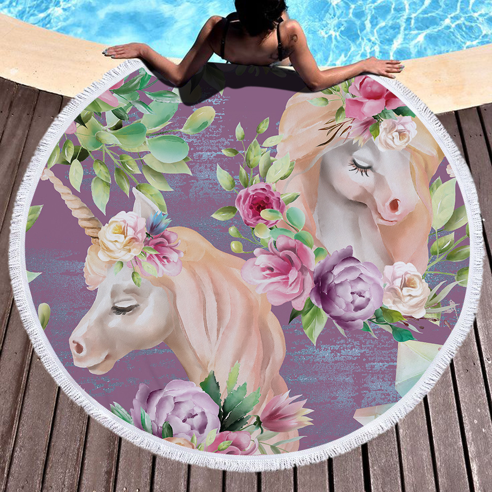 Unicorn Round Beach Towel 14 Unicorn Round Beach Towel 13