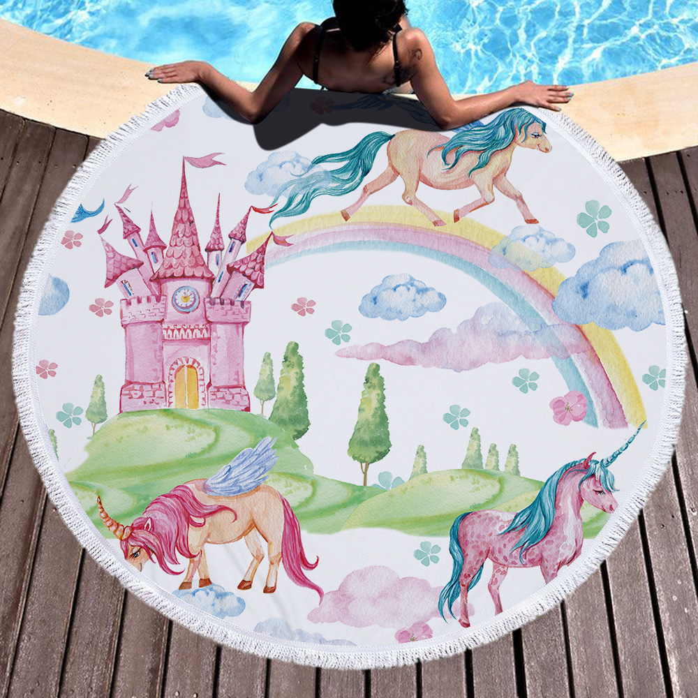 Unicorn Round Beach Towel 16 Unicorn Round Beach Towel 15