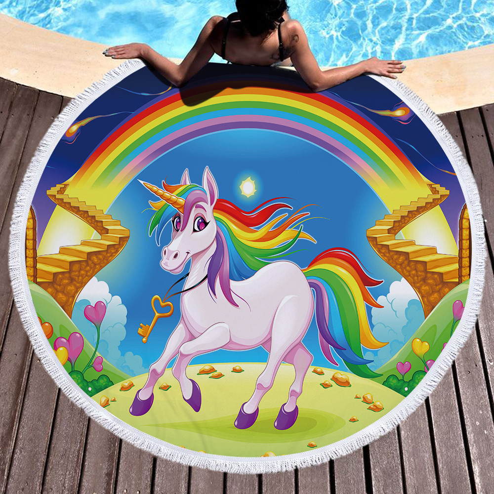 Unicorn Round Beach Towel 18 Unicorn Round Beach Towel 17