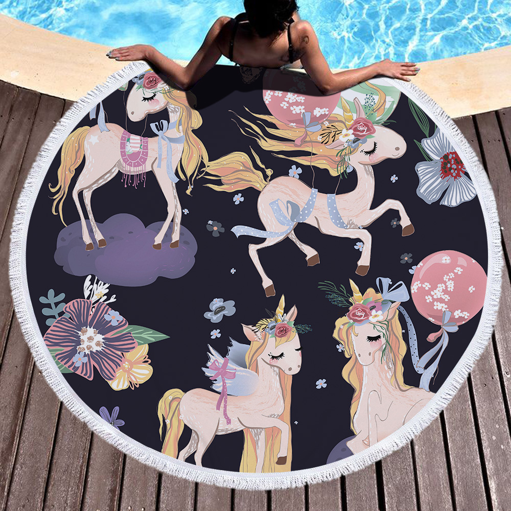 Unicorn Round Beach Towel 22 Unicorn Round Beach Towel 21