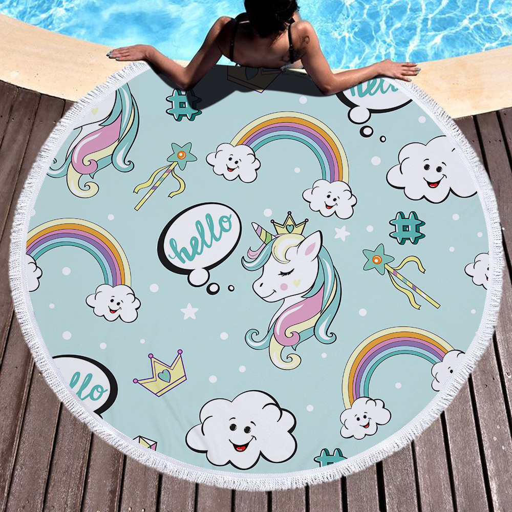 Unicorn Round Beach Towel 23 Unicorn Round Beach Towel 22