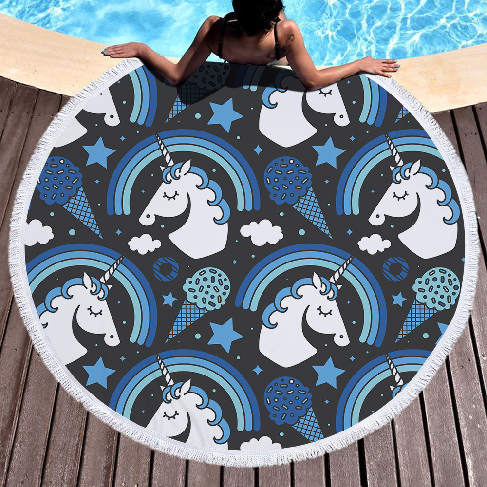 Unicorn Round Beach Towel 24 Unicorn Round Beach Towel 23