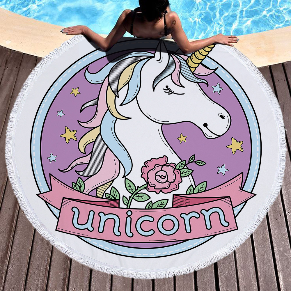 Unicorn Round Beach Towel 26 Unicorn Round Beach Towel 25