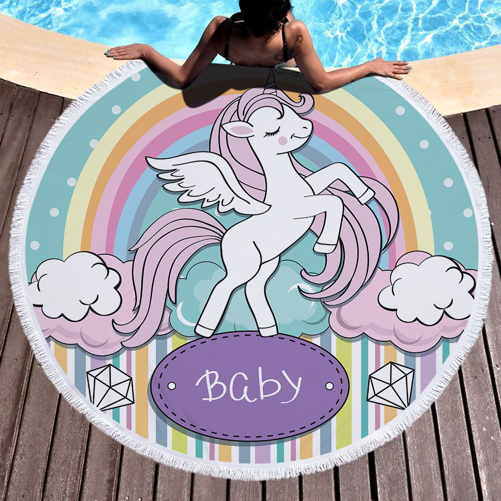 Unicorn Round Beach Towel 30 Unicorn Round Beach Towel 29