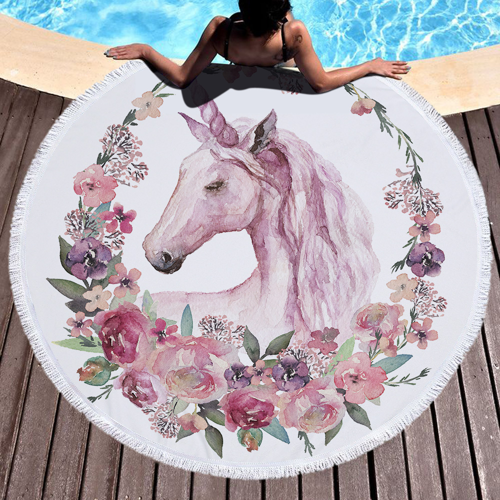 Unicorn Round Beach Towel 8 Unicorn Round Beach Towel 7