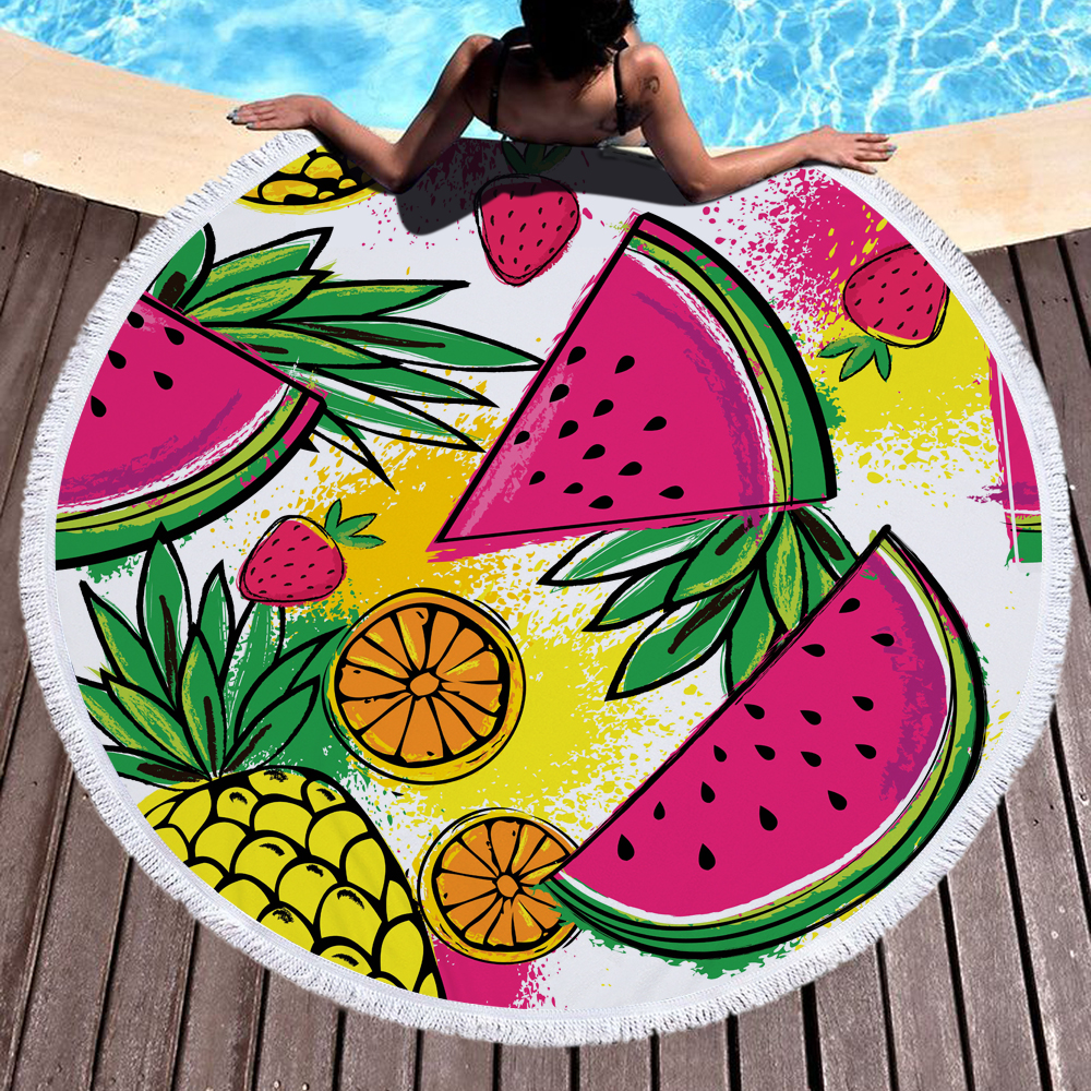 Pineapple Watermelon Round Beach Towel 8 Watermelon Round Beach Towel 10