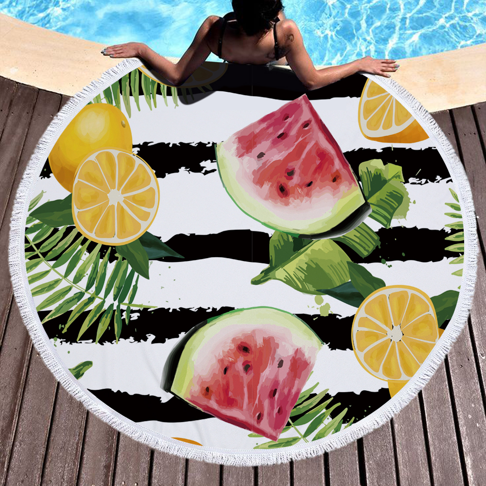 Pineapple Watermelon Round Beach Towel 9 Watermelon Round Beach Towel 12