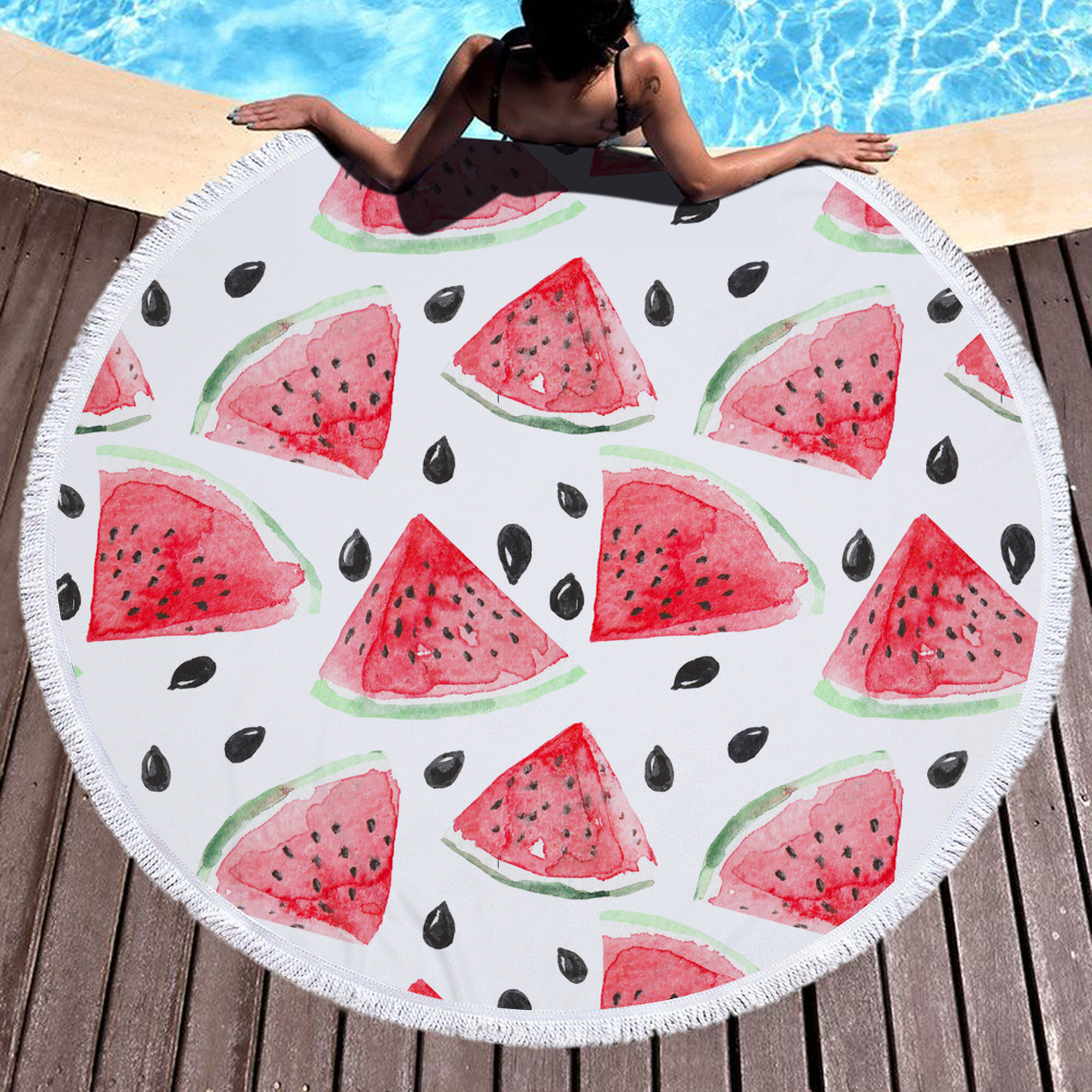 Pineapple Watermelon Round Beach Towel 10 Watermelon Round Beach Towel 14