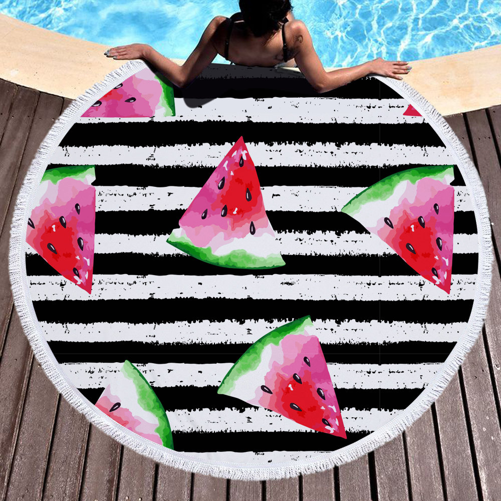 Pineapple Watermelon Round Beach Towel 11 Watermelon Round Beach Towel 16