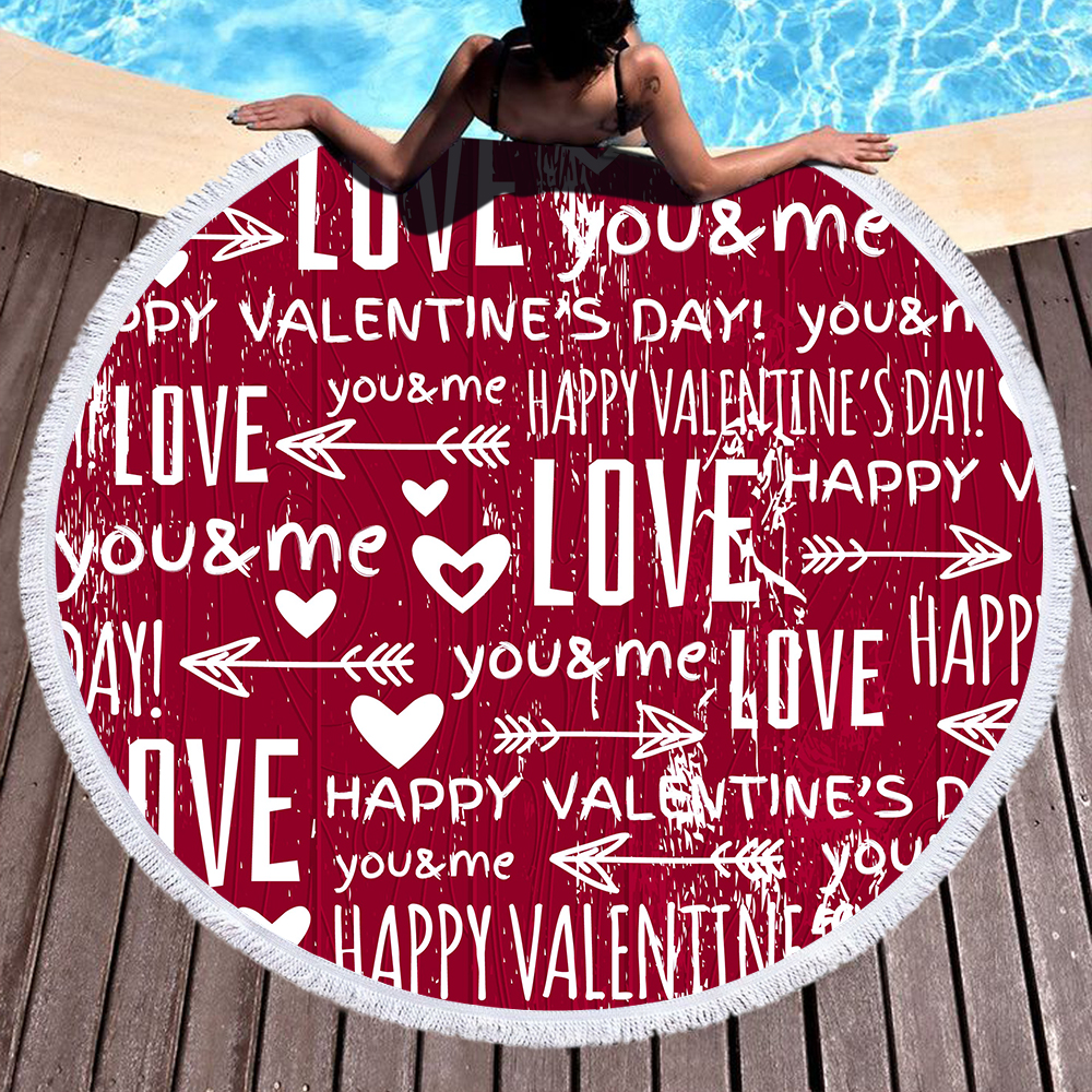 Valentine's Day Round Beach Towel For Lovers 2 valentines day round beach towel for lovers 1