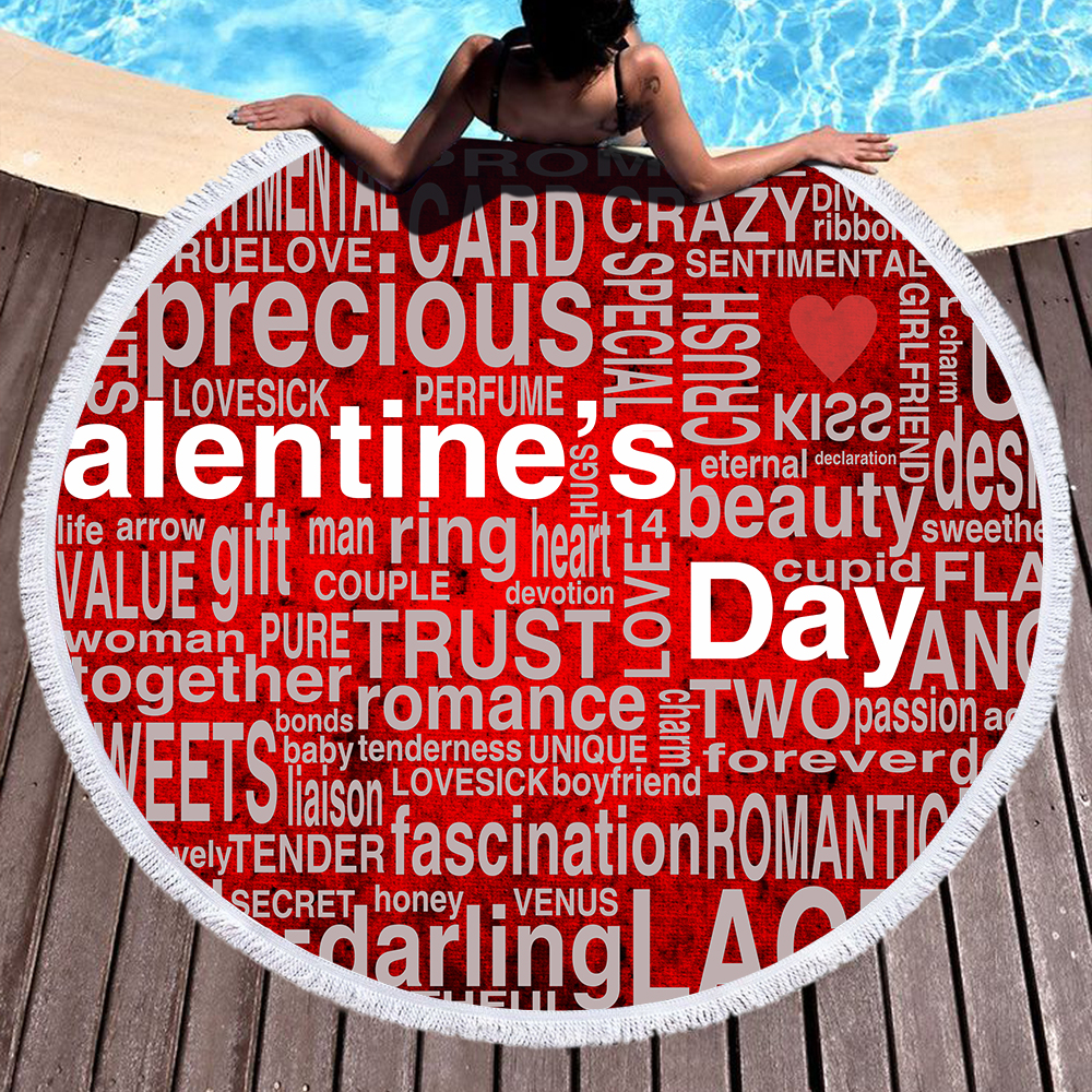Valentine's Day Round Beach Towel For Lovers 3 valentines day round beach towel for lovers 2