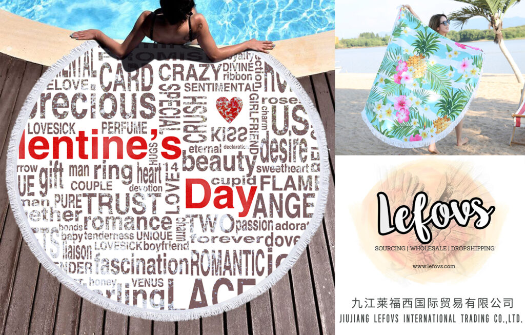 Valentine's Day Round Beach Towel For Lovers 1 valentine's day round beach towel for lovers (3)