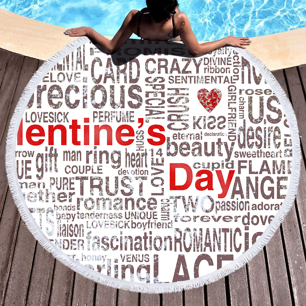 Valentine's Day Round Beach Towel For Lovers 4 valentines day round beach towel for lovers 3