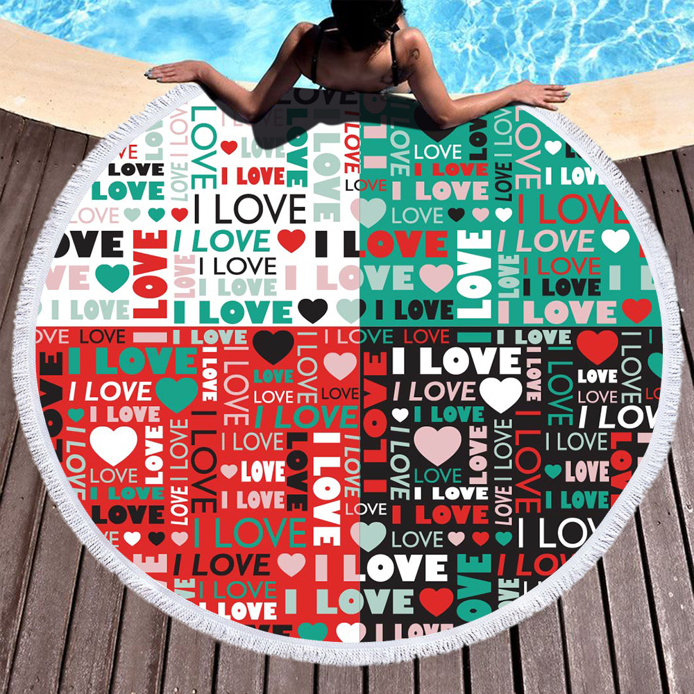 Valentine's Day Round Beach Towel For Lovers 5 valentines day round beach towel for lovers 4