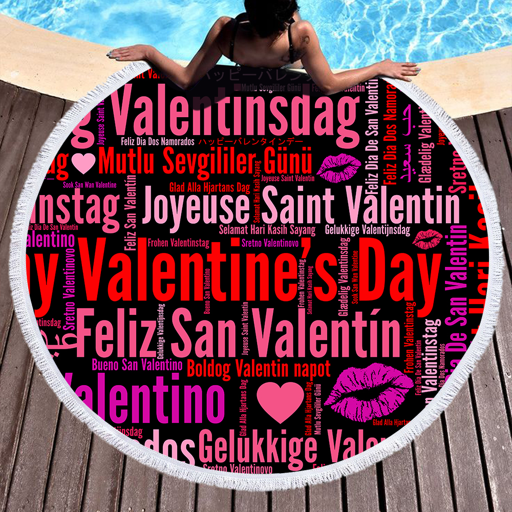 Valentine's Day Round Beach Towel For Lovers 6 valentines day round beach towel for lovers 5