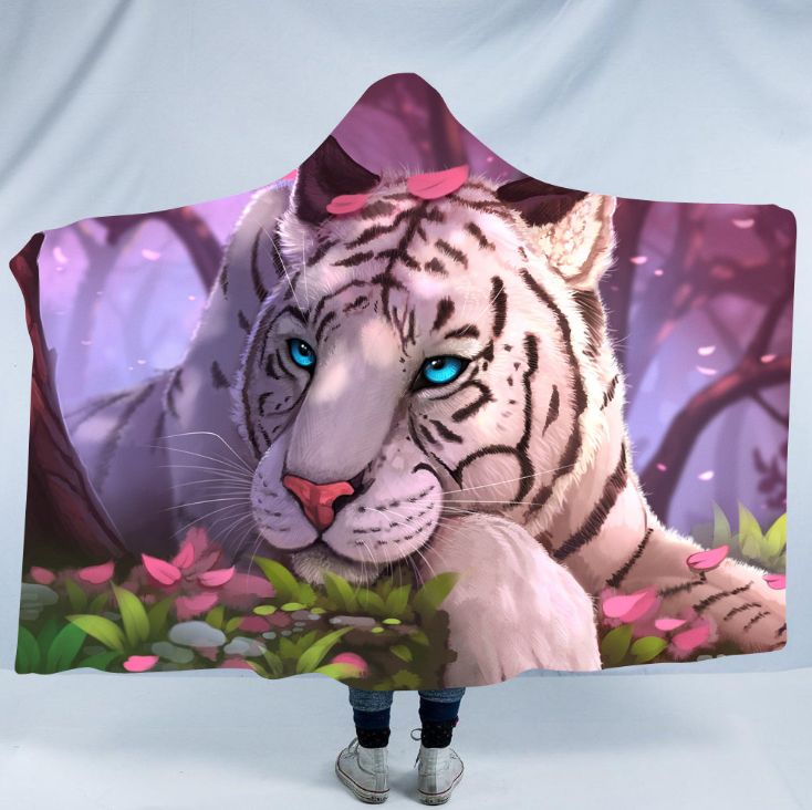 3D Tiger Hooded Blanket - 1