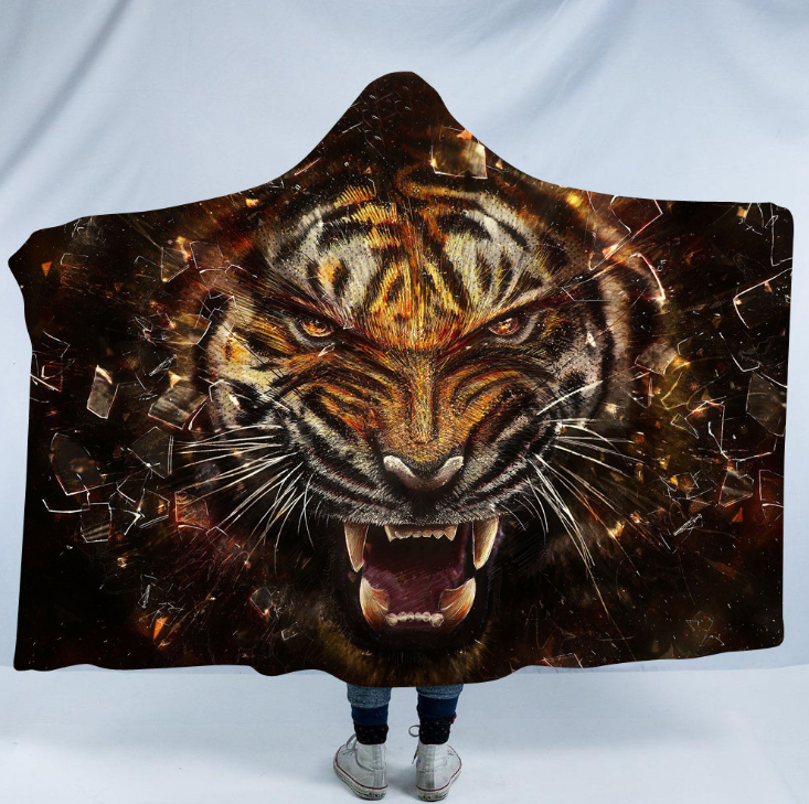 3D Tiger Hooded Blanket - 2