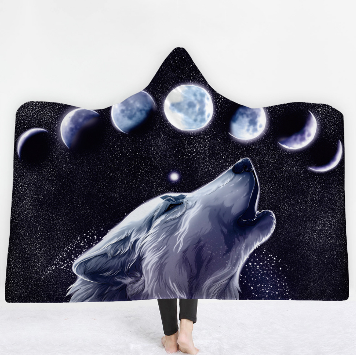 High Quality 19 Designs 3D Wolf Hooded Blanket 2 3D wolf blanket 1
