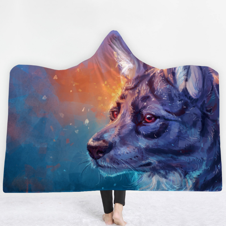 High Quality 19 Designs 3D Wolf Hooded Blanket 13 3D wolf blanket 12