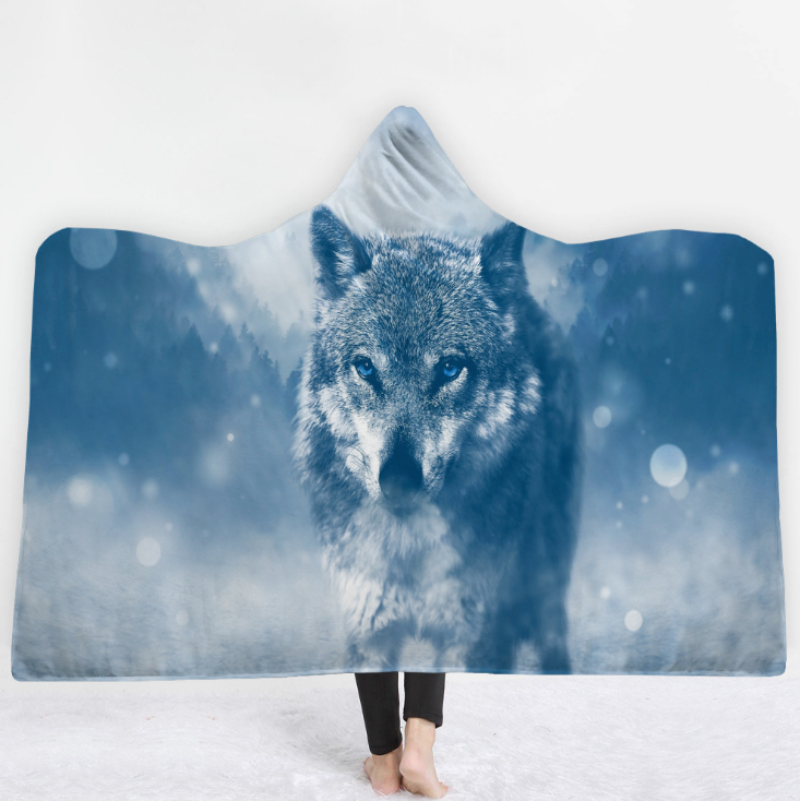 High Quality 19 Designs 3D Wolf Hooded Blanket 19 3D wolf blanket 18