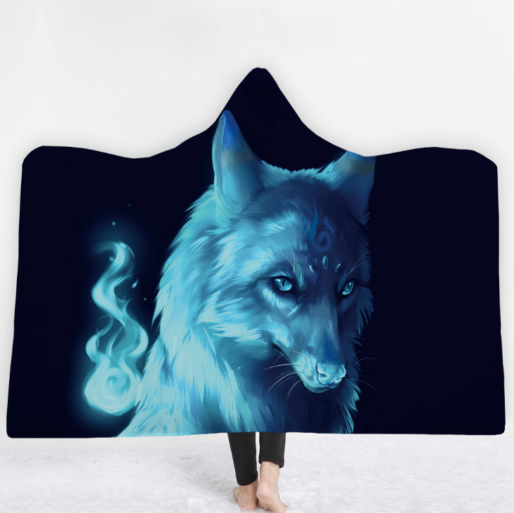 High Quality 19 Designs 3D Wolf Hooded Blanket 20 3D wolf blanket 19