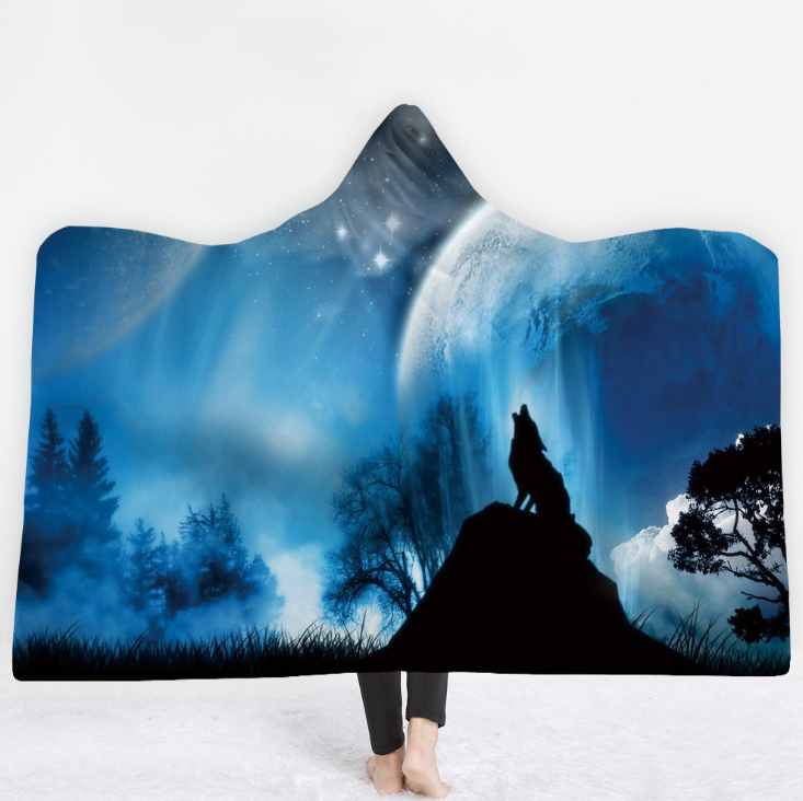 High Quality 19 Designs 3D Wolf Hooded Blanket 4 3D wolf blanket 3