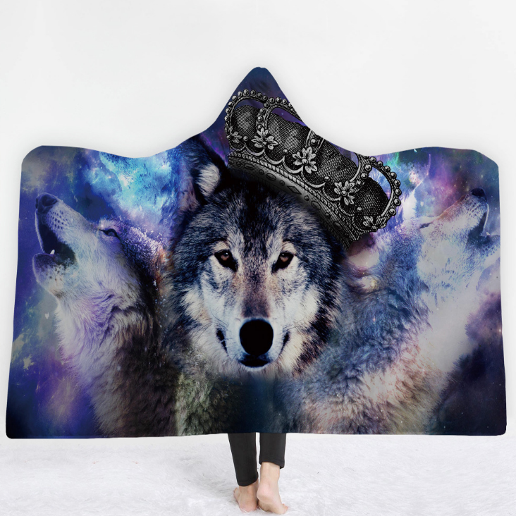 High Quality 19 Designs 3D Wolf Hooded Blanket 5 3D wolf blanket 4