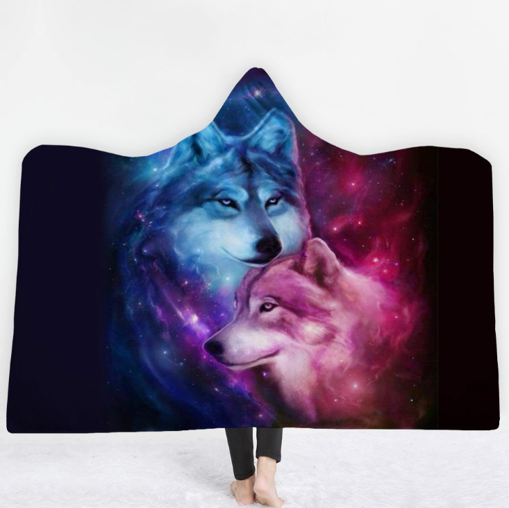 High Quality 19 Designs 3D Wolf Hooded Blanket 6 3D wolf blanket 5
