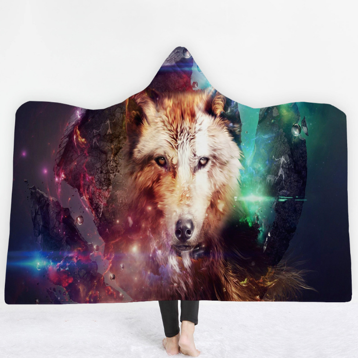 High Quality 19 Designs 3D Wolf Hooded Blanket 9 3D wolf blanket 8