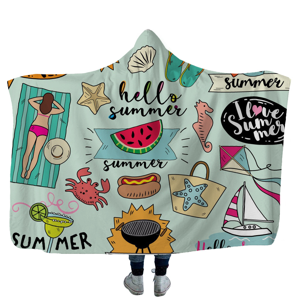 Outdoor Camper Travel Hooded Blanket 12