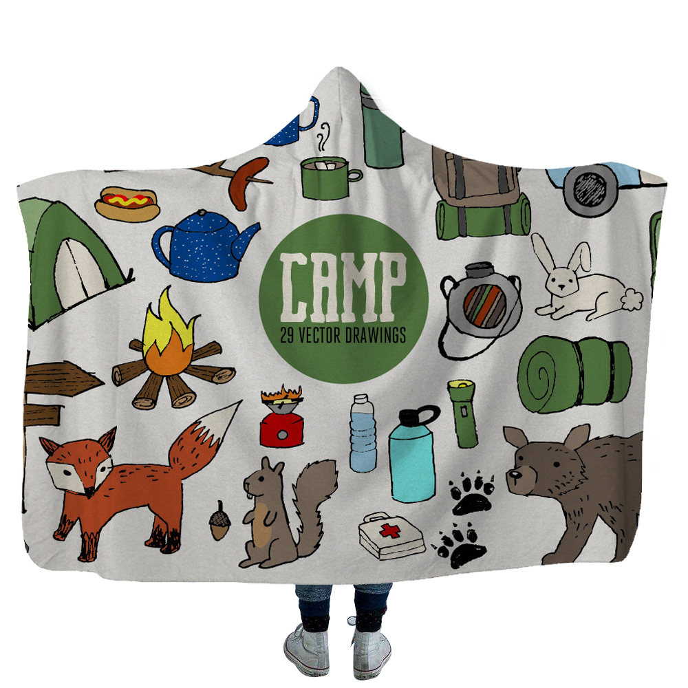 Outdoor Camper Travel Hooded Blanket 14