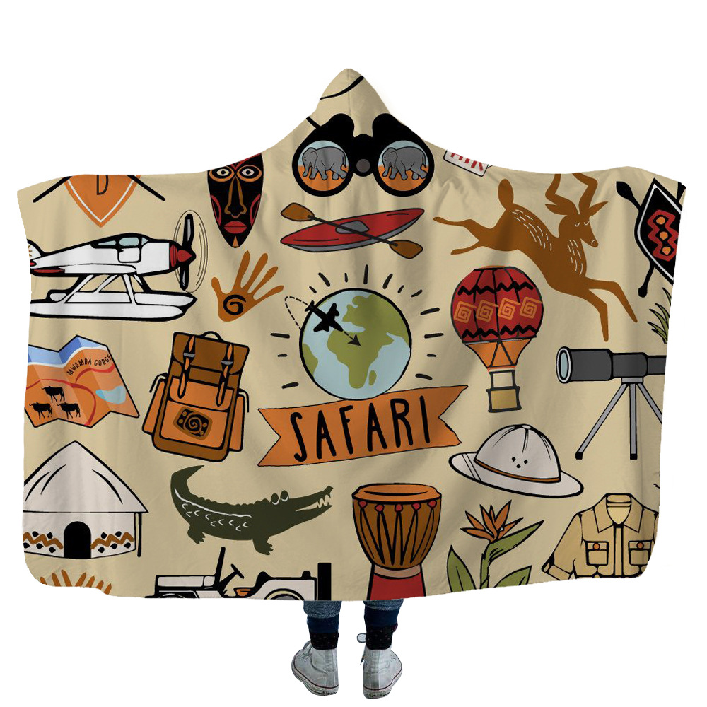 Outdoor Camper Travel Hooded Blanket 16
