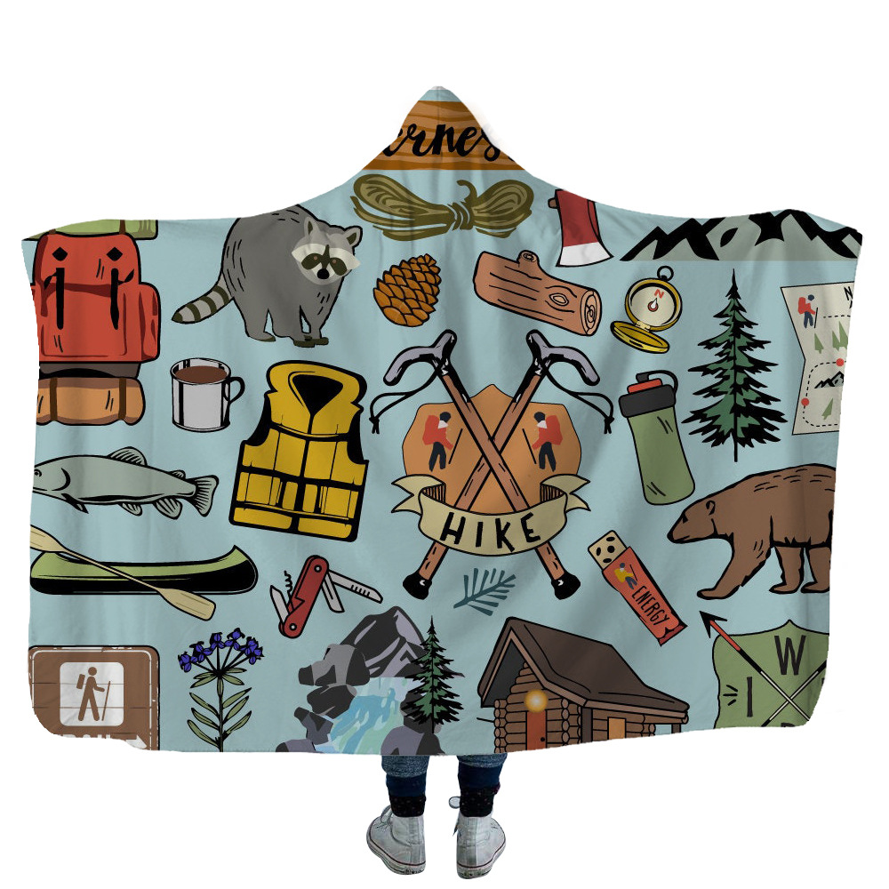 Outdoor Camper Travel Hooded Blanket 17