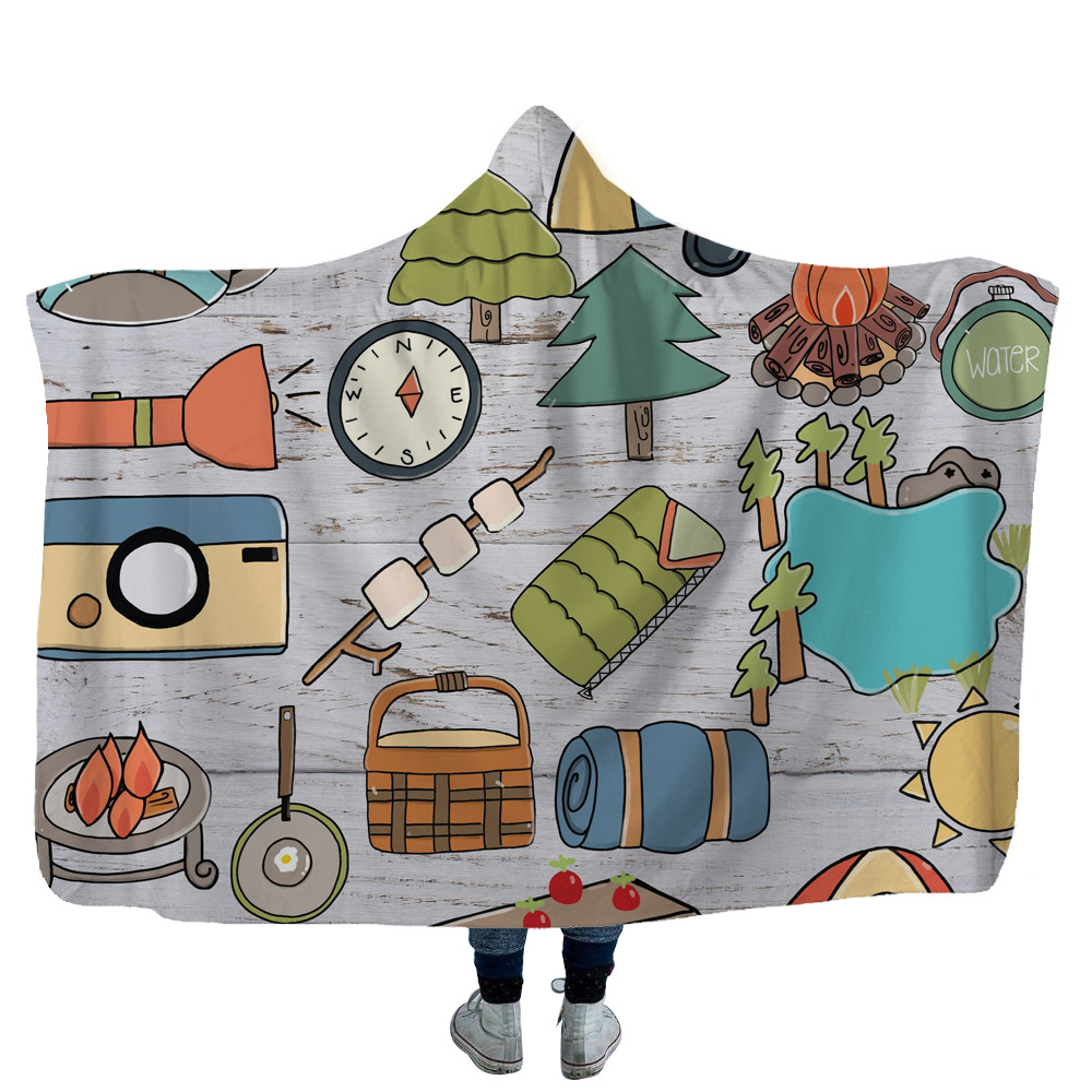 Outdoor Camper Travel Hooded Blanket 19
