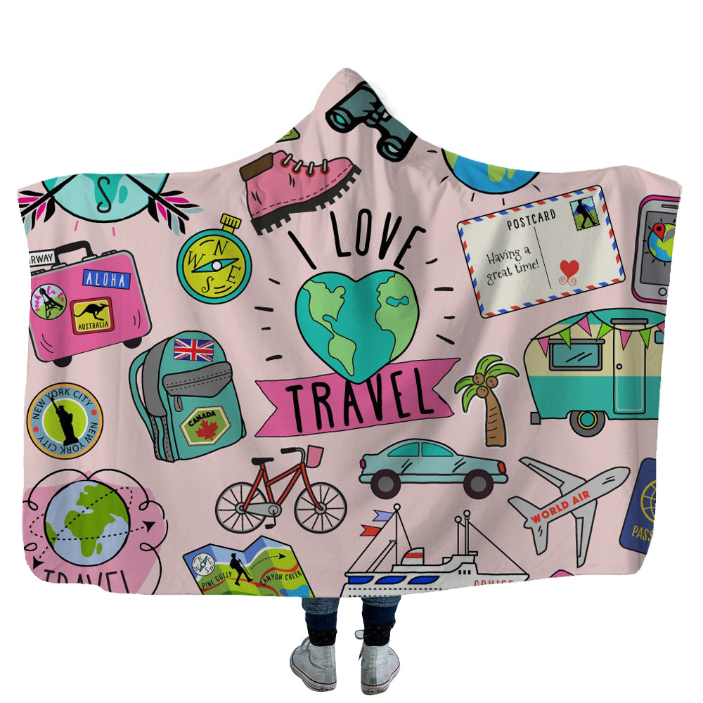 Outdoor Camper Travel Hooded Blanket 9