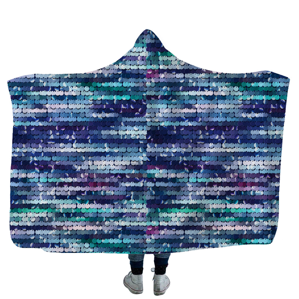 High Quality 13 Satin Pattern Digital Printing  Hooded Blanket