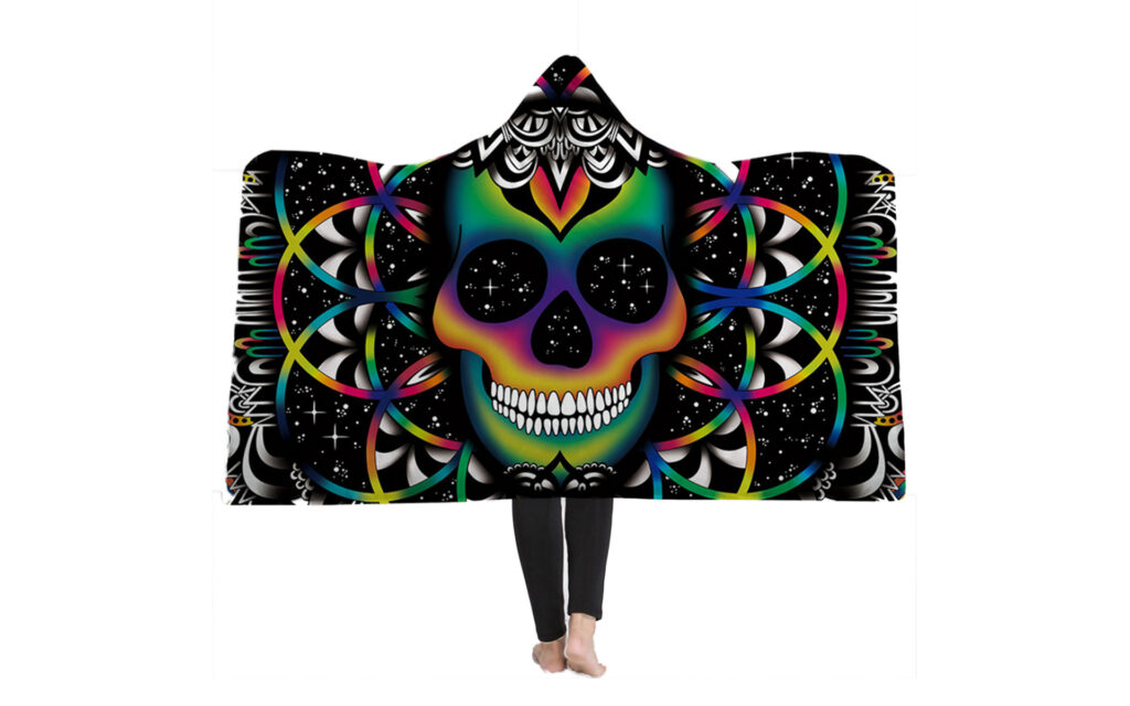 High Quality 13 Designs Skull Hooded Blanket 1 Skull Blanket (1)