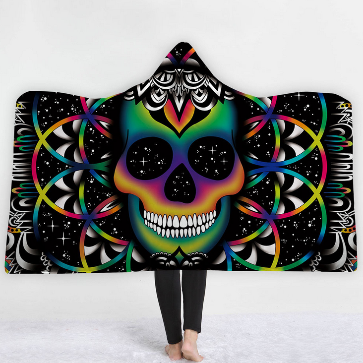 High Quality 13 Designs Skull Hooded Blanket 2 Skull Hooded Blanket Pattern 1