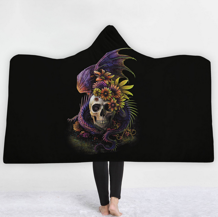 High Quality 13 Designs Skull Hooded Blanket 13 Skull Hooded Blanket Pattern 12