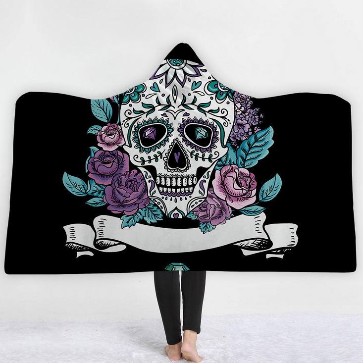 High Quality 13 Designs Skull Hooded Blanket 3 Skull Hooded Blanket Pattern 2
