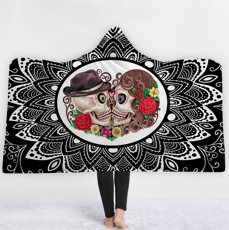 High Quality 13 Designs Skull Hooded Blanket 4 Skull Hooded Blanket Pattern 3