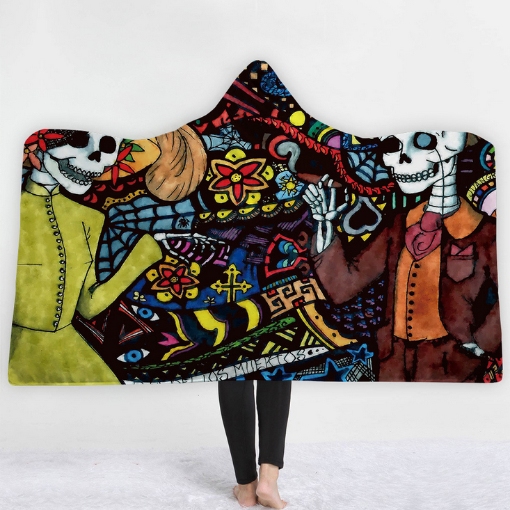 High Quality 13 Designs Skull Hooded Blanket 5 Skull Hooded Blanket Pattern 4