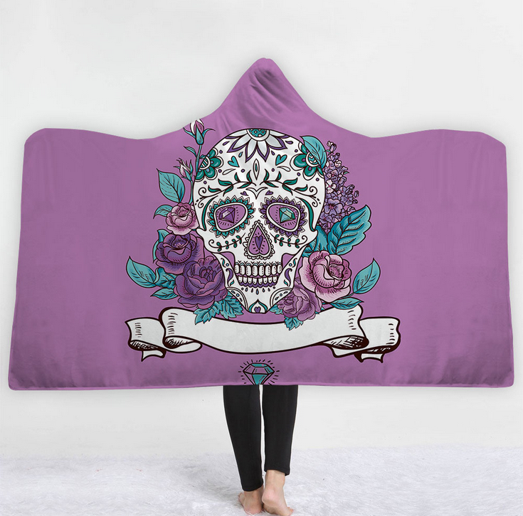 High Quality 13 Designs Skull Hooded Blanket 6 Skull Hooded Blanket Pattern 5